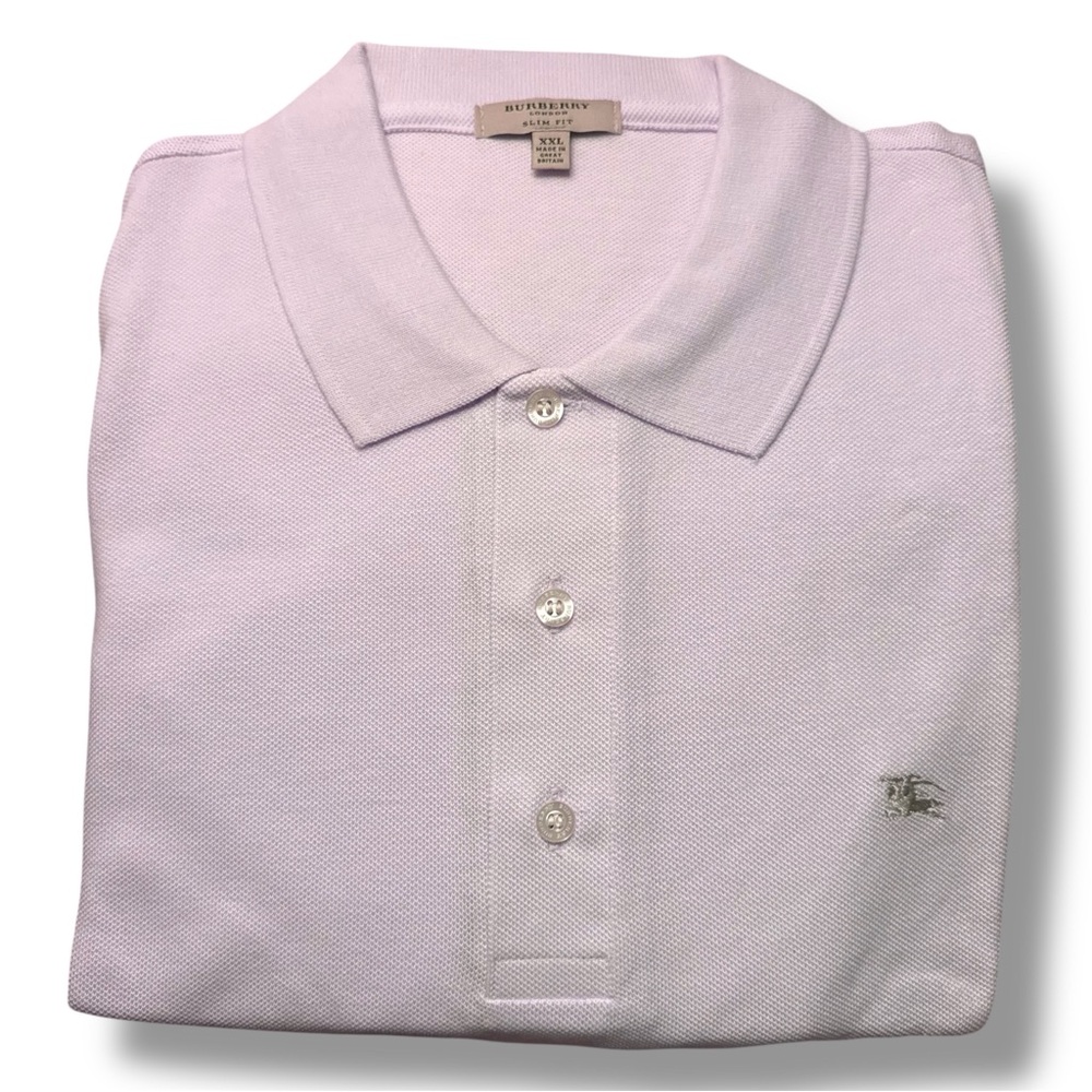 Burberry Men's Light Pink Polo Shirt - Slim Fit - Long Sleeves- XXL - Brand New